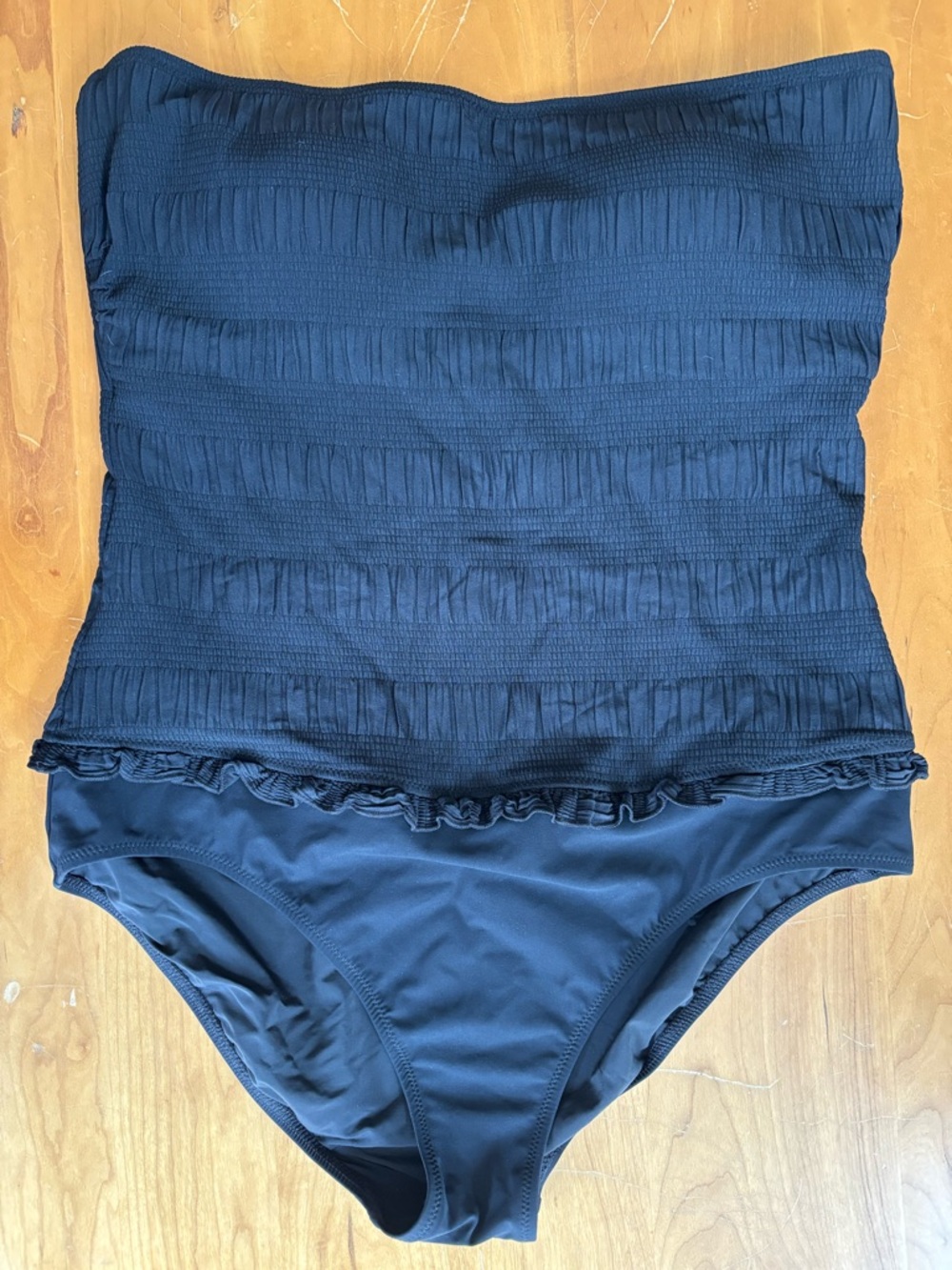 Profile By Gottex Black Ruching One-Piece Swimsuit w/detachable strap.